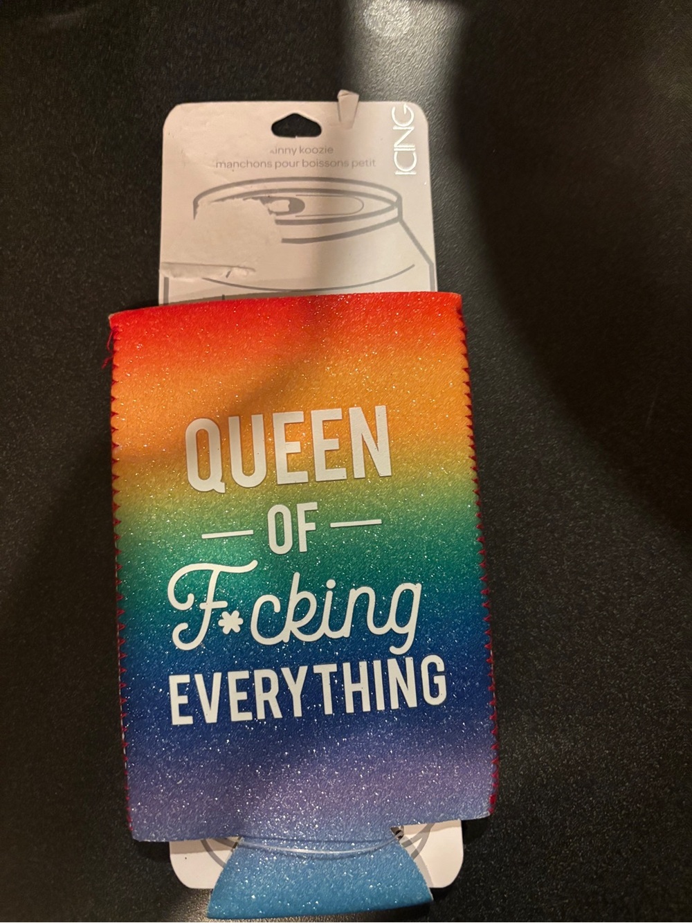 Icing Rainbow Glitter 'Queen of F*cking Everything' Can Koozie